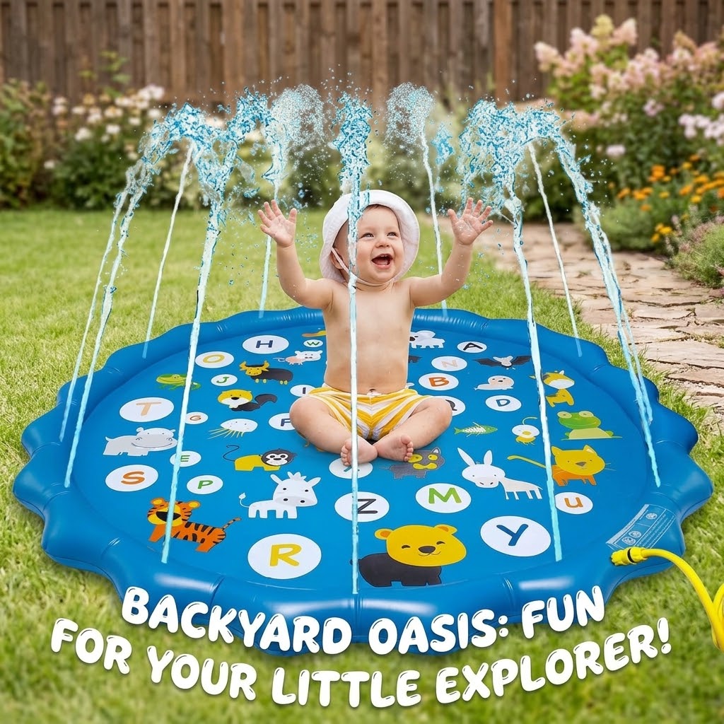 Toddler Splash Pad Sprinkler – Outdoor Water Play Mat for Babies and Kids