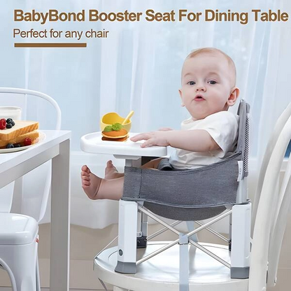 Portable Baby Booster High Chair – Foldable Plastic Kids Dining Chair with Swivel Base