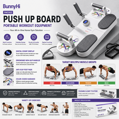 Portable Home Workout Equipment with Resistance Bands & Digital Counter