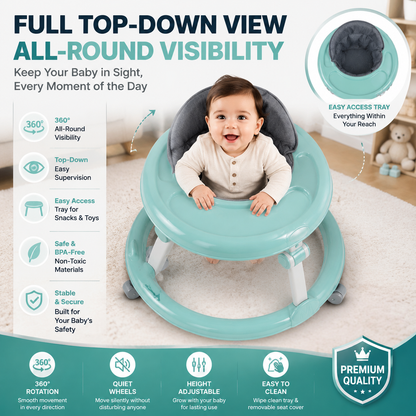 360° Rotating Baby Walker – Adjustable Infant Walker with Comfortable Seat