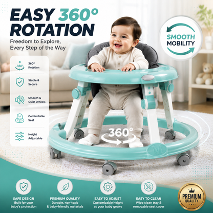 360° Rotating Baby Walker – Adjustable Infant Walker with Comfortable Seat