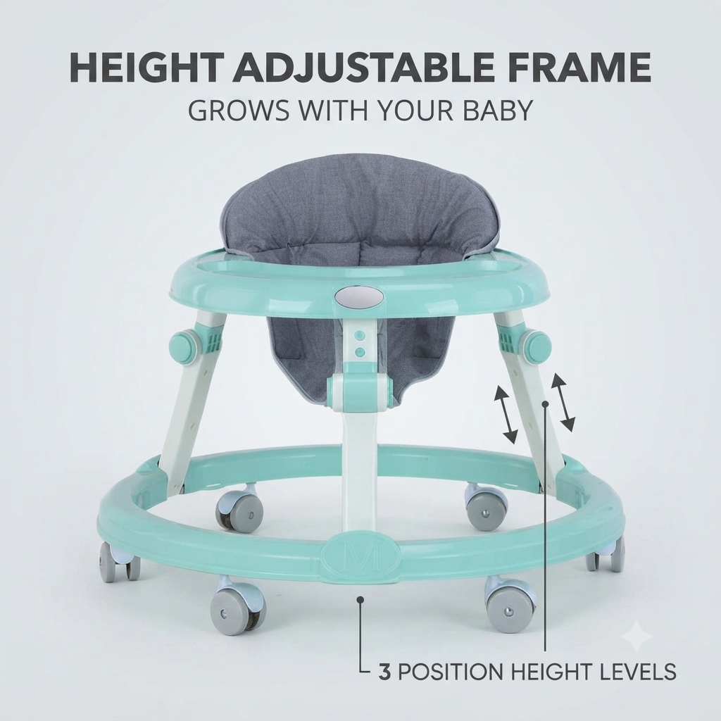 360° Rotating Baby Walker – Adjustable Infant Walker with Comfortable Seat