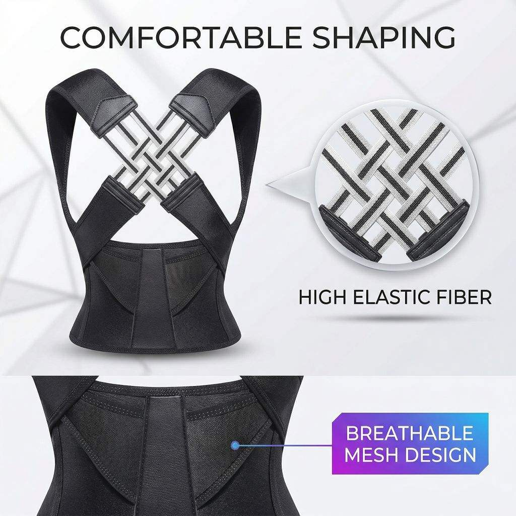 Corrector Back Brace – Neoprene Lumbar Support Belt with Breathable Shoulder Straps