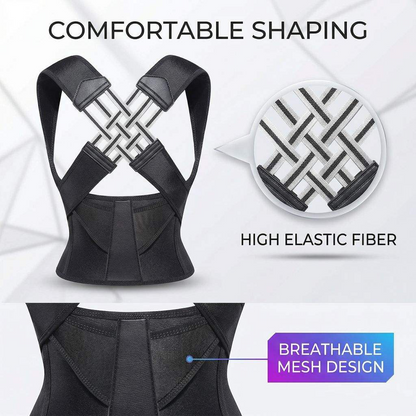 Corrector Back Brace – Neoprene Lumbar Support Belt with Breathable Shoulder Straps