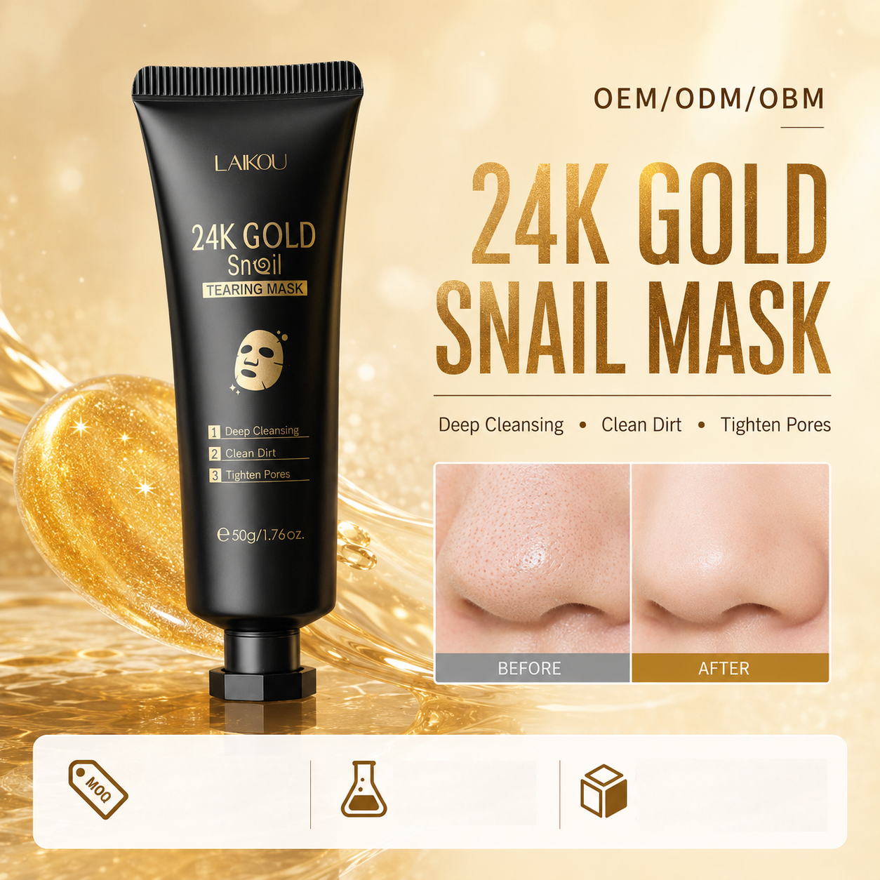 24K Gold Snail Peel-Off Face Mask – Deep Cleansing & Hydrating Skincare Treatment