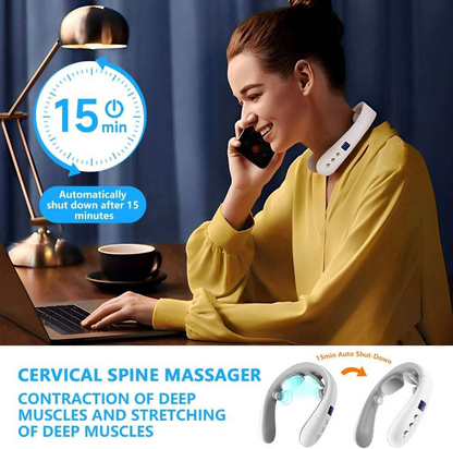 Wireless Neck Massager with Heat, Electric Pulse & 4 Modes