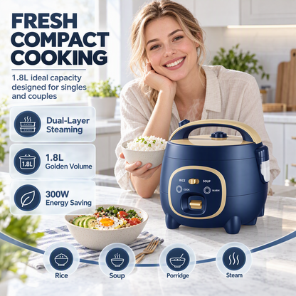 1.8L Mini Rice Cooker – 300W Non-Stick Electric Cooker