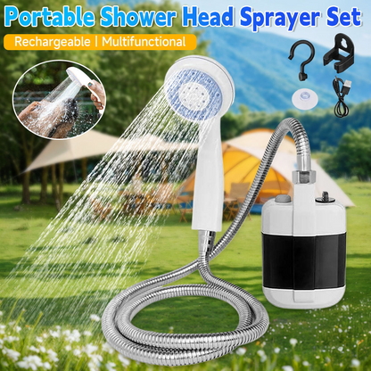 Portable Rechargeable Camping Shower – Electric Shower Pump with Handheld Sprayer (1800mAh)