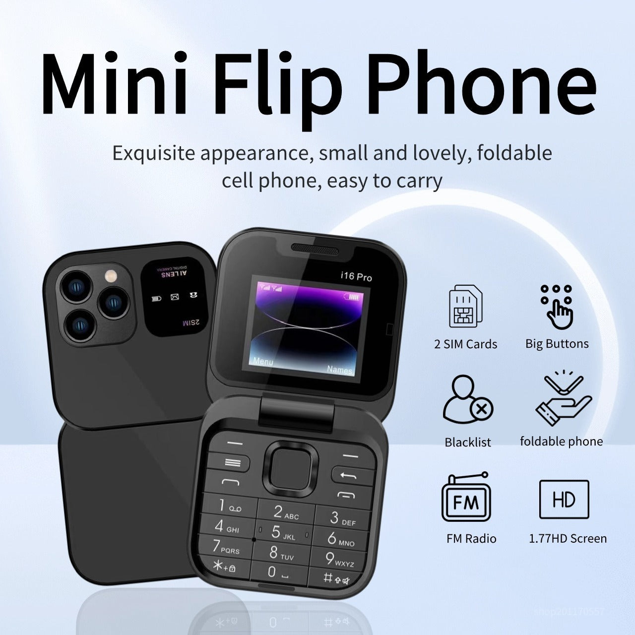 Mini Dual Sim Basic Phone i16 Mini Flip Phone with Dual SIM – My store