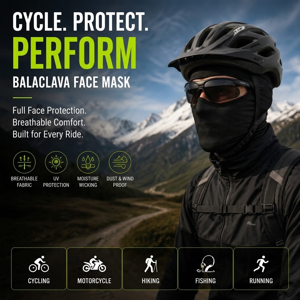 Cycling Balaclava Face Mask – Breathable Polyester Full Face Cover