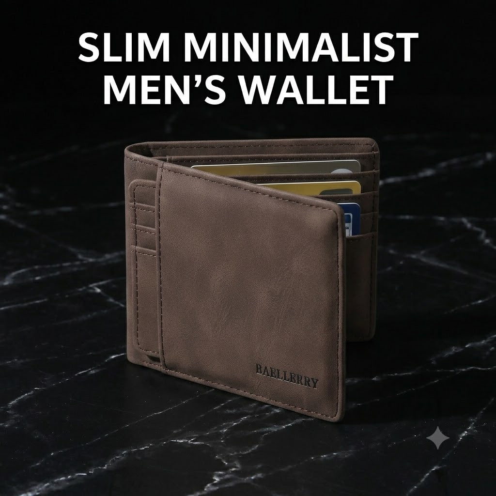 Slim Minimalist Men's Wallet – PU Leather Business Wallet with Removable Card Holder
