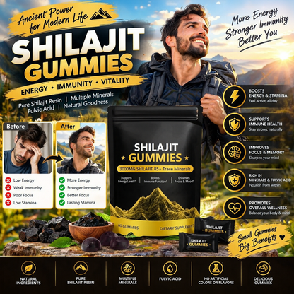 Gold Shilajit Gummies – Fulvic Acid & Mineral Wellness Supplement