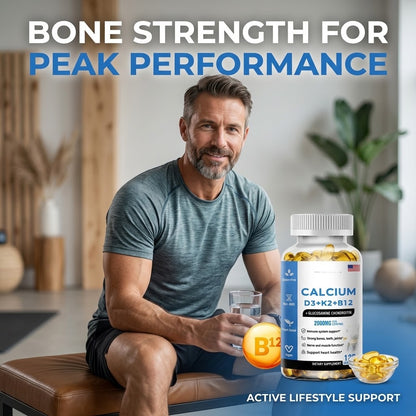 Calcium D3 + K2 + B12 Softgels – Bone & Muscle Health Support