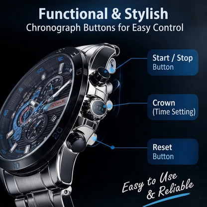 Men’s Stainless Steel Waterproof Chronograph Watch