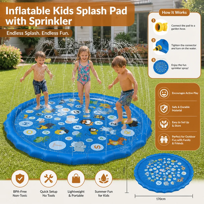 Toddler Splash Pad Sprinkler – Outdoor Water Play Mat for Babies and Kids