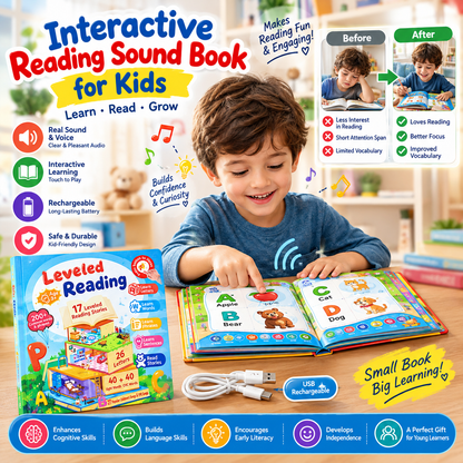 Interactive Reading Sound Book for Kids – Rechargeable Learning Toy