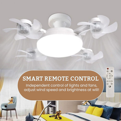 Fan – Foldable LED Lamp with Remote Control, Adjustable Wind Speed & Dimmable Lighting