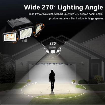3-Head Solar Wall Lights – IP65 Waterproof Outdoor Motion Sensor Lamps