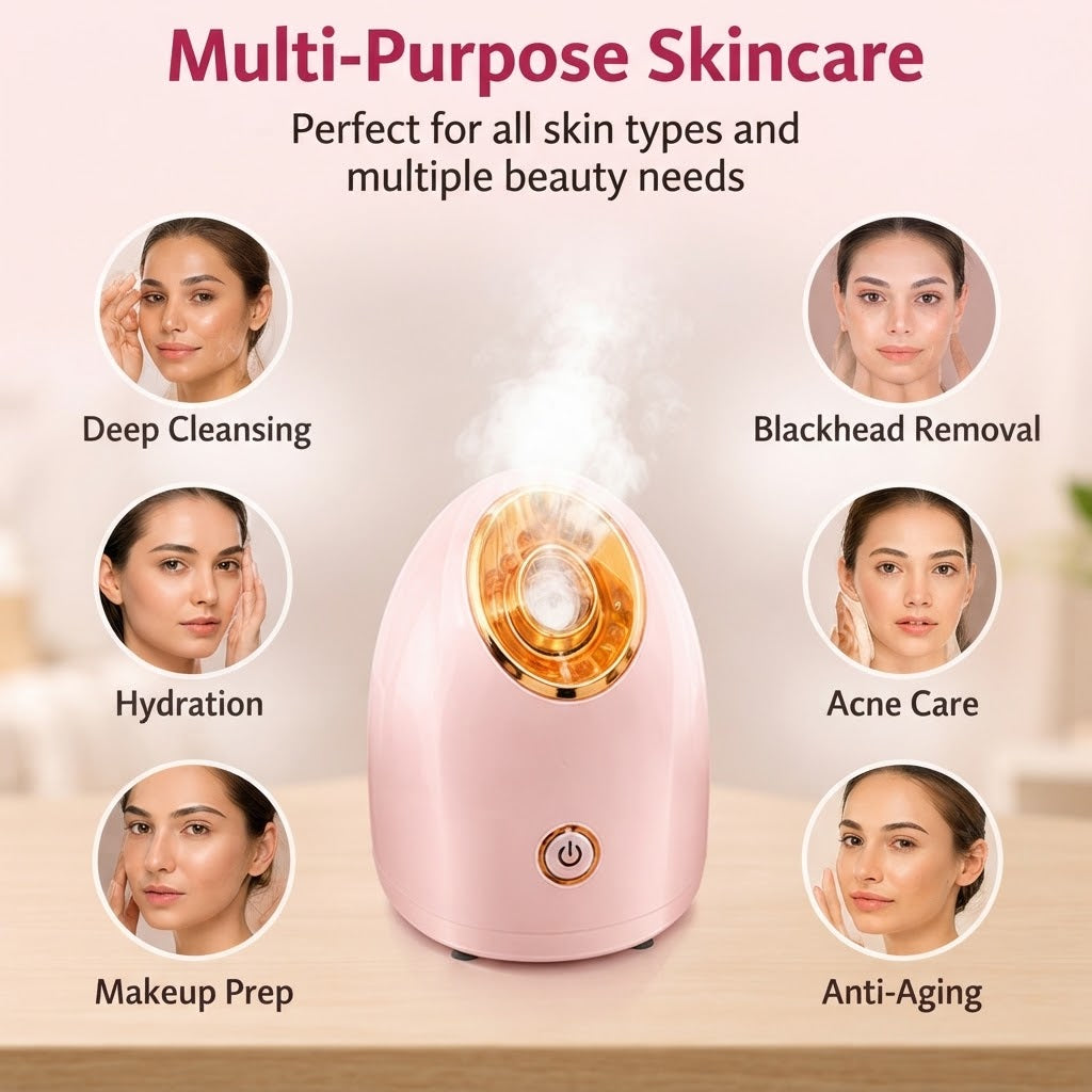 Nano Ionic Facial Steamer – Warm Mist Pore-Care Face Steamer