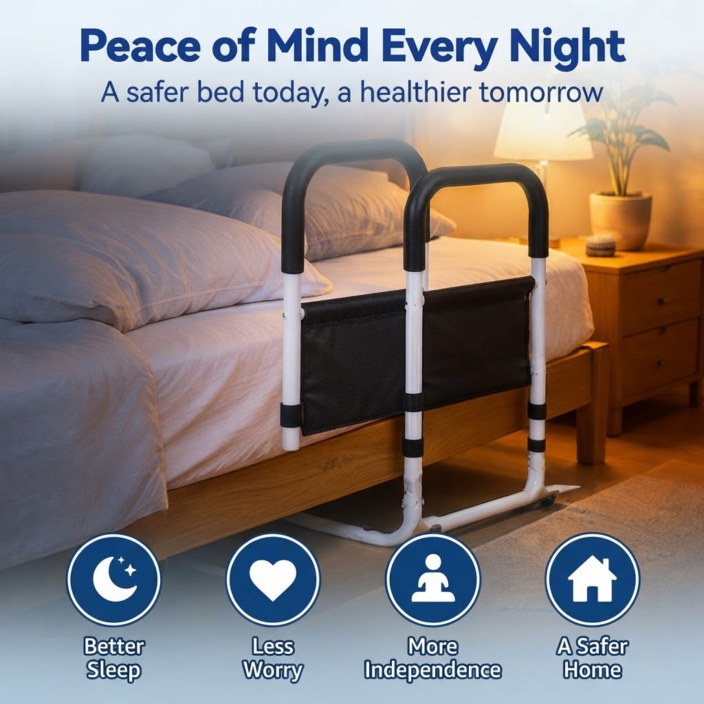 Bedside Guardrail – Adjustable Bed Safety Rail with Secure Support