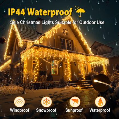 Warm White LED Curtain String Lights – 8 Modes for Home & Outdoor Decor