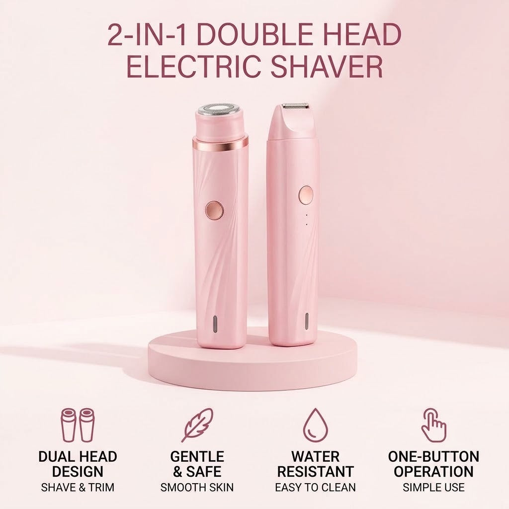 Portable Dual-Head Electric Shaver – Gradient Women’s Razor with ABS Body & Stainless Steel Blades