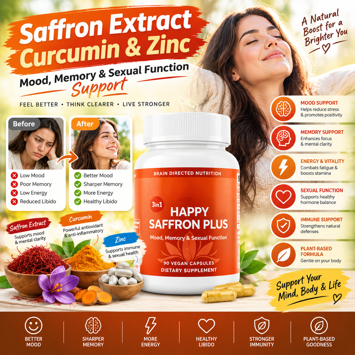 Saffron Extract Capsules – Mood & Memory Support Supplement