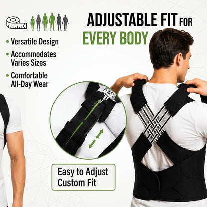 Corrector Back Brace – Neoprene Lumbar Support Belt with Breathable Shoulder Straps