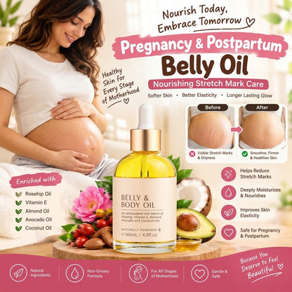 Pregnancy & Postpartum Belly Oil – Nourishing Stretch Mark Care