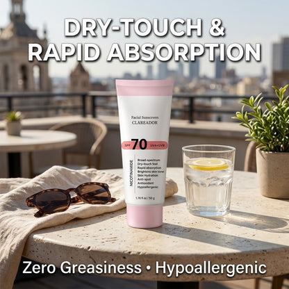 SPF 70 Mineral Niacinamide Sunscreen – Hyaluronic Acid Hydrating, Lightweight & Non-Greasy Sun Care