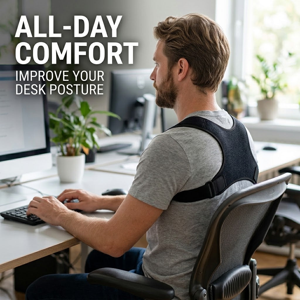 Adjustable Posture Corrector Brace – Back & Shoulder Support for Standing, Sitting & Fitness