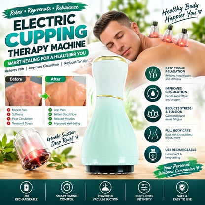 Electric Cupping Therapy Machine – USB Rechargeable Vacuum Body Massager with Timer Control