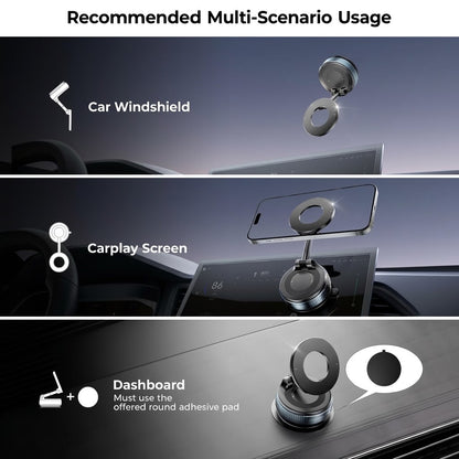 Magnetic Suction Cup Phone Mount for MagSafe – 360° Adjustable Foldable Car Phone Holder