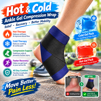 Hot & Cold Ankle Gel Pad – Reusable Compression Wrap