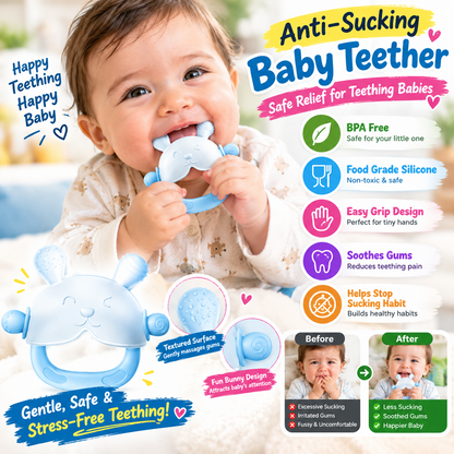 BPA-Free Silicone Baby Teether – Easy-Grip Rabbit Design
