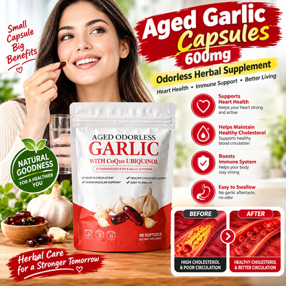 Aged Garlic Capsules 600mg – Odorless Herbal Supplement