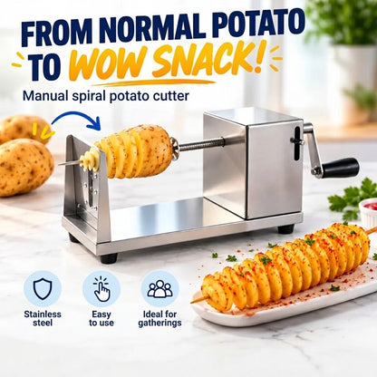 Stainless Steel Tornado Potato Spiral Cutter – Manual Vegetable Slicer