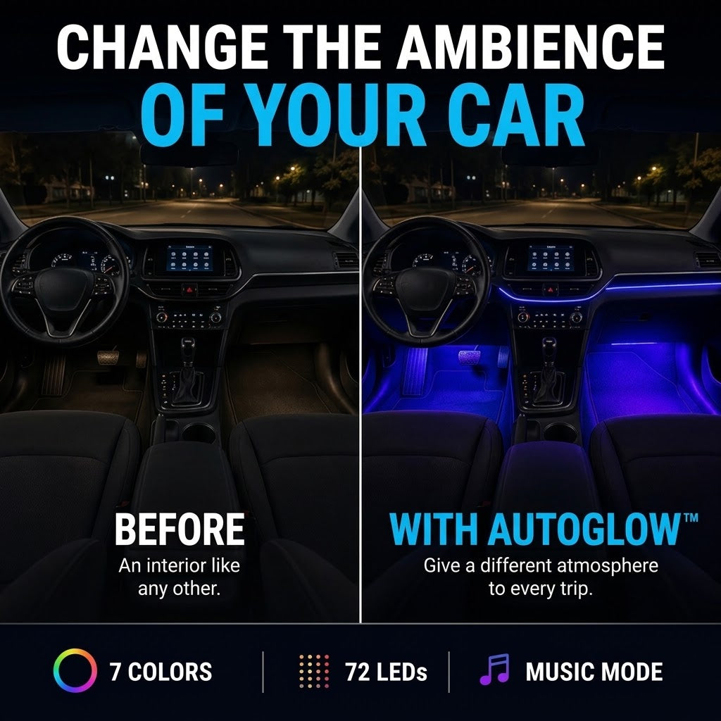 RGB Car Interior LED Strip Lights – USB Ambient Lighting with Remote