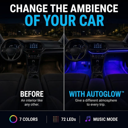 RGB Car Interior LED Strip Lights – USB Ambient Lighting with Remote