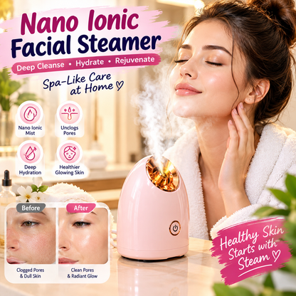 Nano Ionic Facial Steamer – Warm Mist Pore-Care Face Steamer