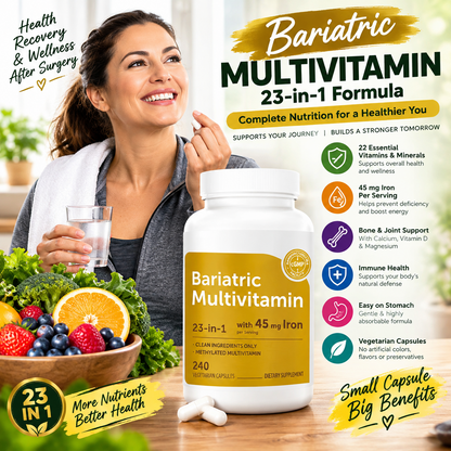 Bariatric Multivitamin 23-in-1 Formula – 45mg Iron Vegetarian Capsules, 240 Count