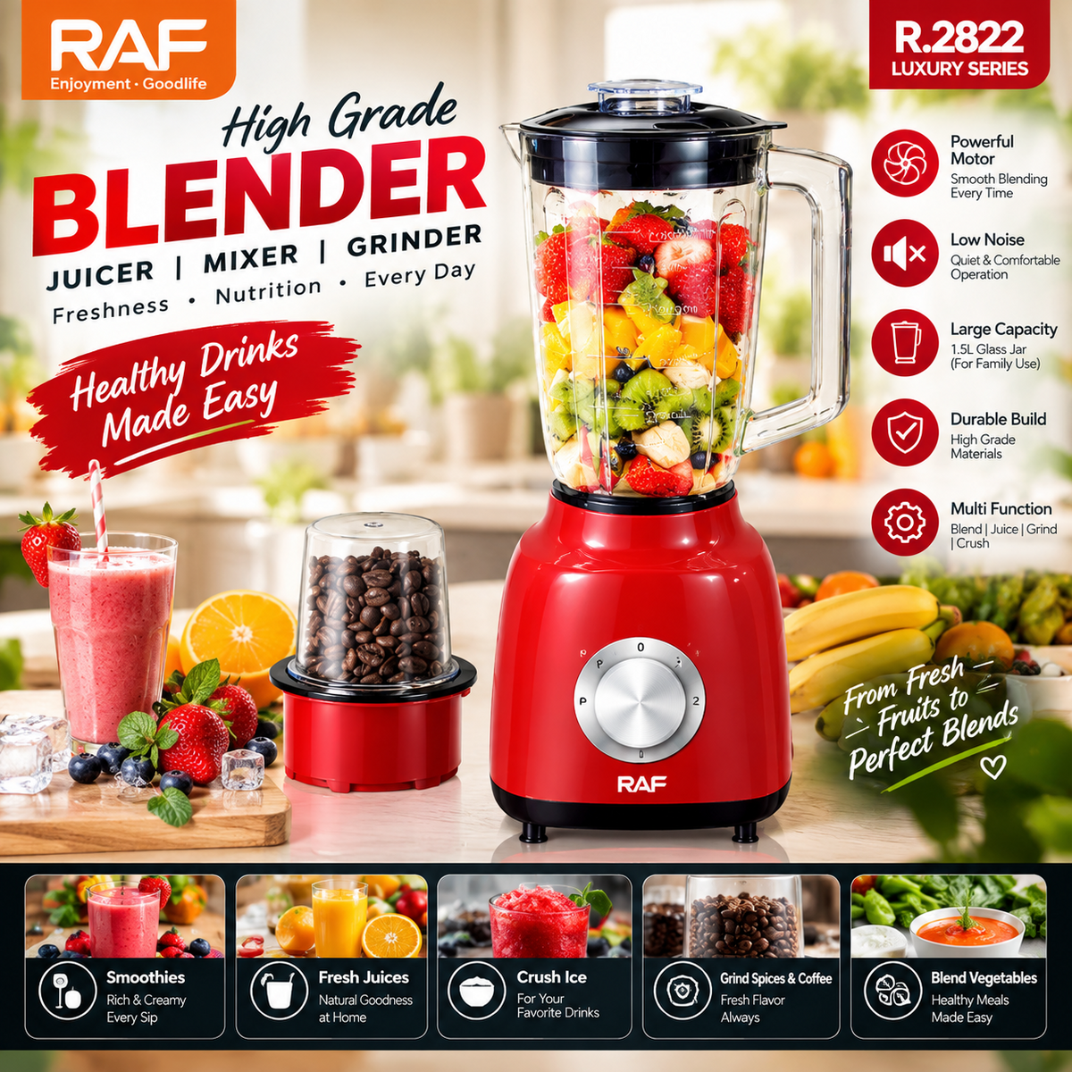 Luxury High-Grade Blender – Low-Noise Fruit Juicer & Kitchen Mixer
