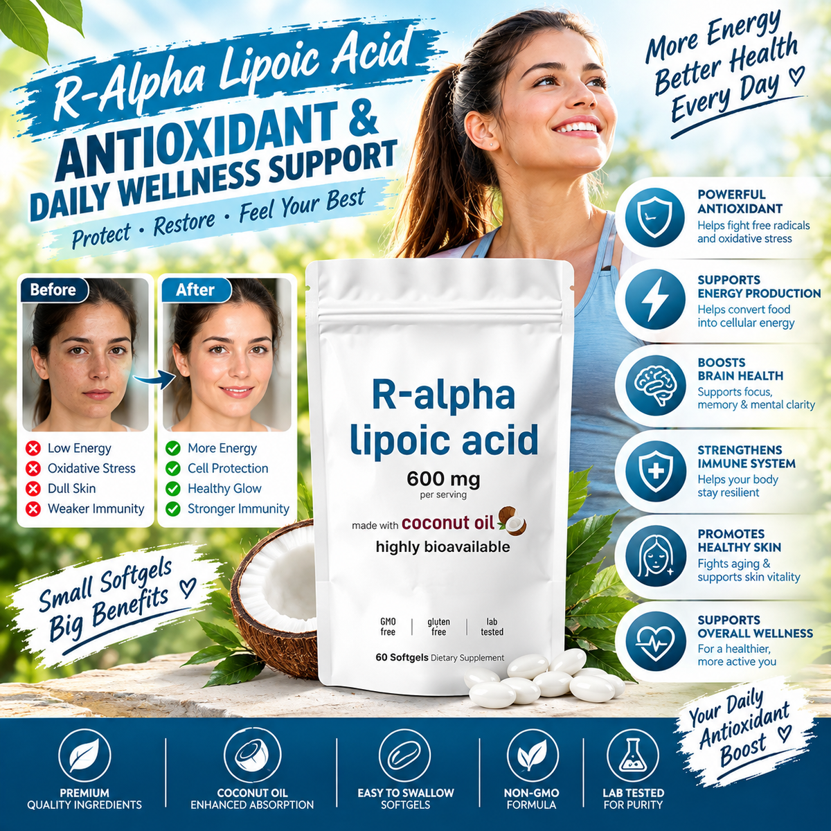 R-Alpha Lipoic Acid Softgels – Antioxidant & Daily Wellness Support