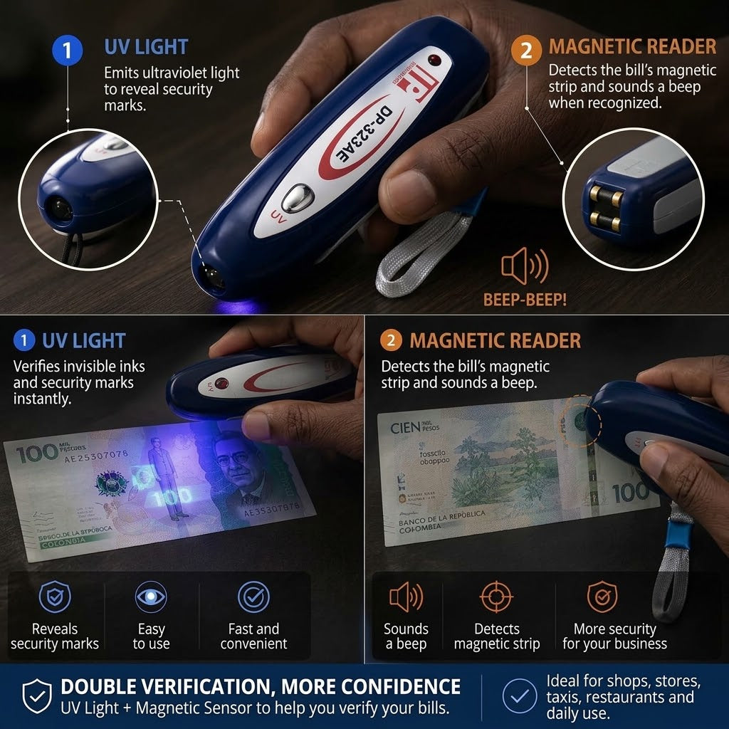 2-in-1 Mini UV Money Detector – Counterfeit Note Checking Tool