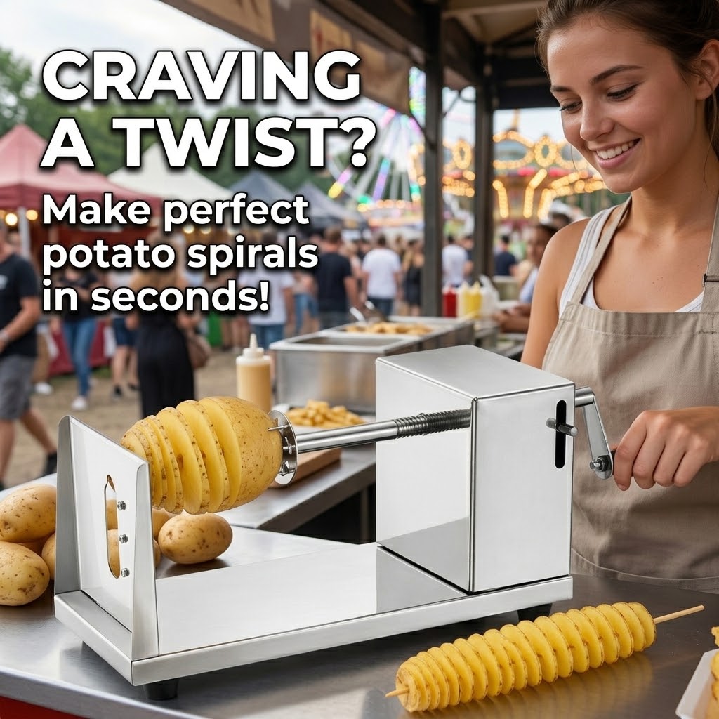 Stainless Steel Tornado Potato Spiral Cutter – Manual Vegetable Slicer
