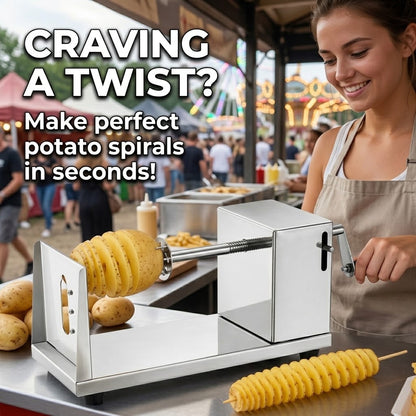 Stainless Steel Tornado Potato Spiral Cutter – Manual Vegetable Slicer