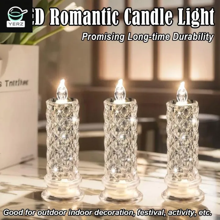 Flameless LED Flickering Pillar Candle – Rose Pattern Christmas &  Decorative Home Lighting