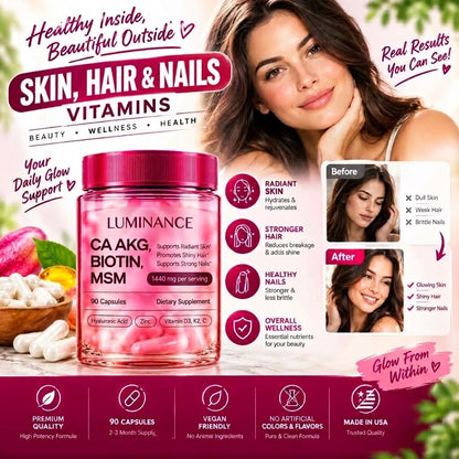 Hair, Skin & Nails Vitamins for Women – Biotin, Collagen, Hyaluronic Acid & Vitamins D3, K2 & C