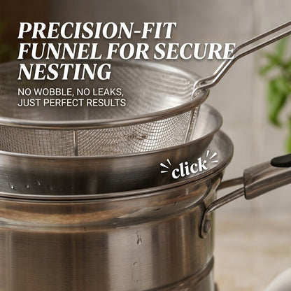 Stainless Steel Pasta Pot – Noodle & Soup Cooking Pan with Funnel