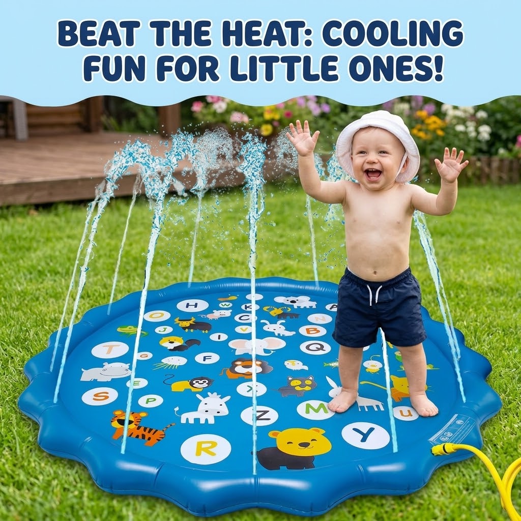 Toddler Splash Pad Sprinkler – Outdoor Water Play Mat for Babies and Kids